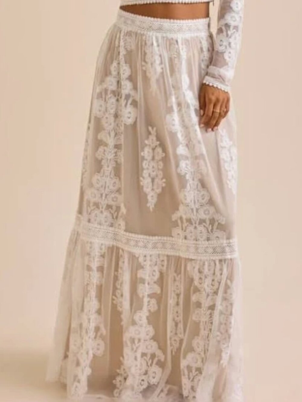 Floral Embroidered Maxi Skirt & Top XL NWT - Picture 5 of 10